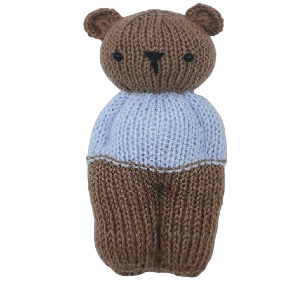 New Hardicraft Easy Crafting Knitting Kit Abe Bear Plush toy Art Artsy Brown Blu